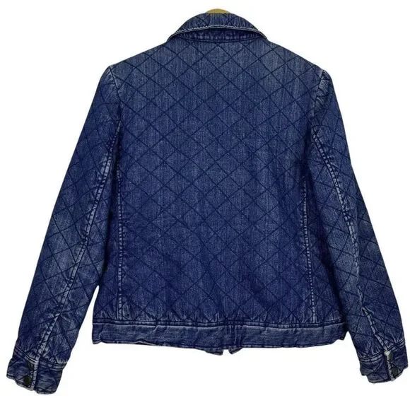 Vintage Charter Club Barn Chore Denim Jacket Medium Blue Quilted Fleece Country - Picture 3 of 9